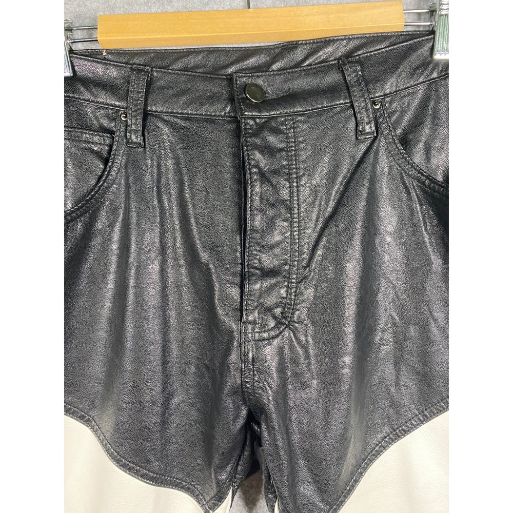 MNML Mens Black White Faux Leather Colorblock Tapered Pants Size 38 Streetwear - Picture 4 of 10